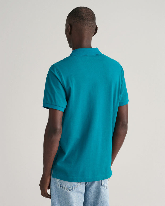 Regular Fit Shield Piqué Polo Shirt in Turquoise