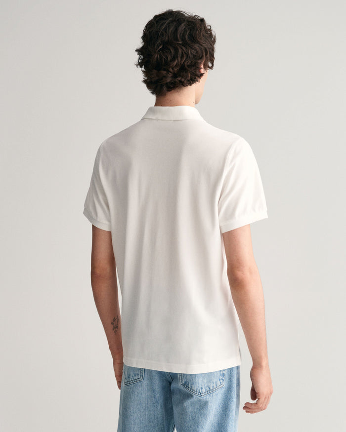 Regular Fit Shield Piqué Polo Shirt in White