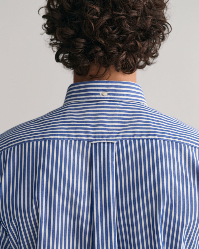 Regular Fit Striped Poplin Shirt in Blue
