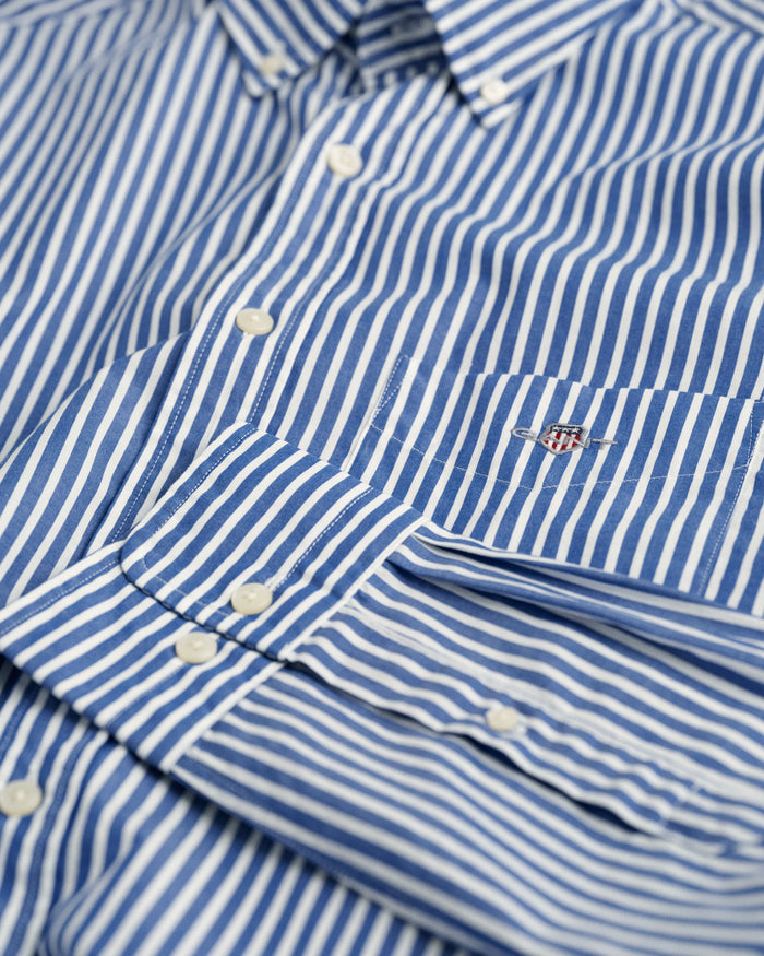 Regular Fit Striped Poplin Shirt in Blue