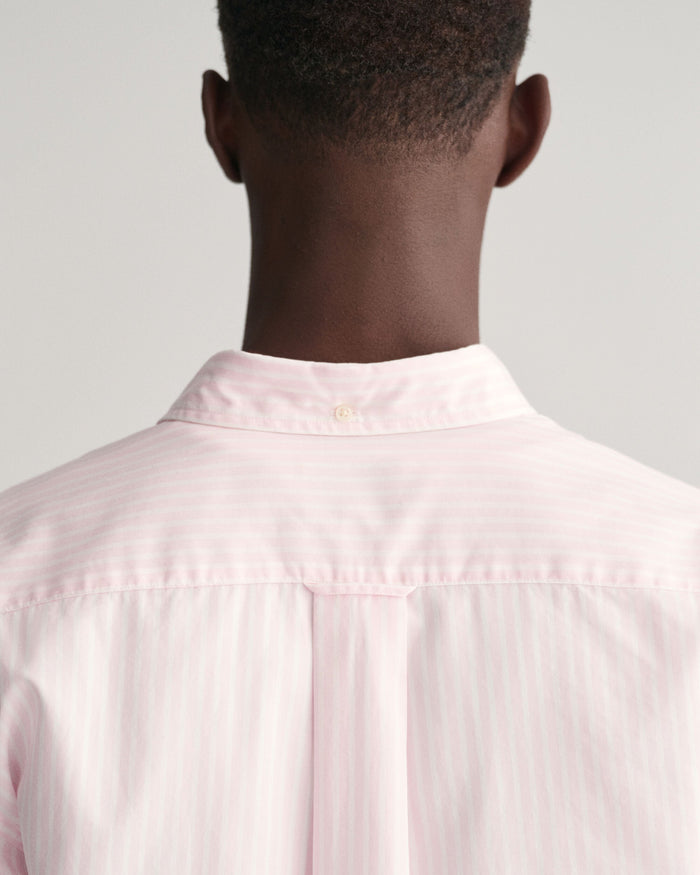 Regular Fit Striped Poplin Shirt in Pink