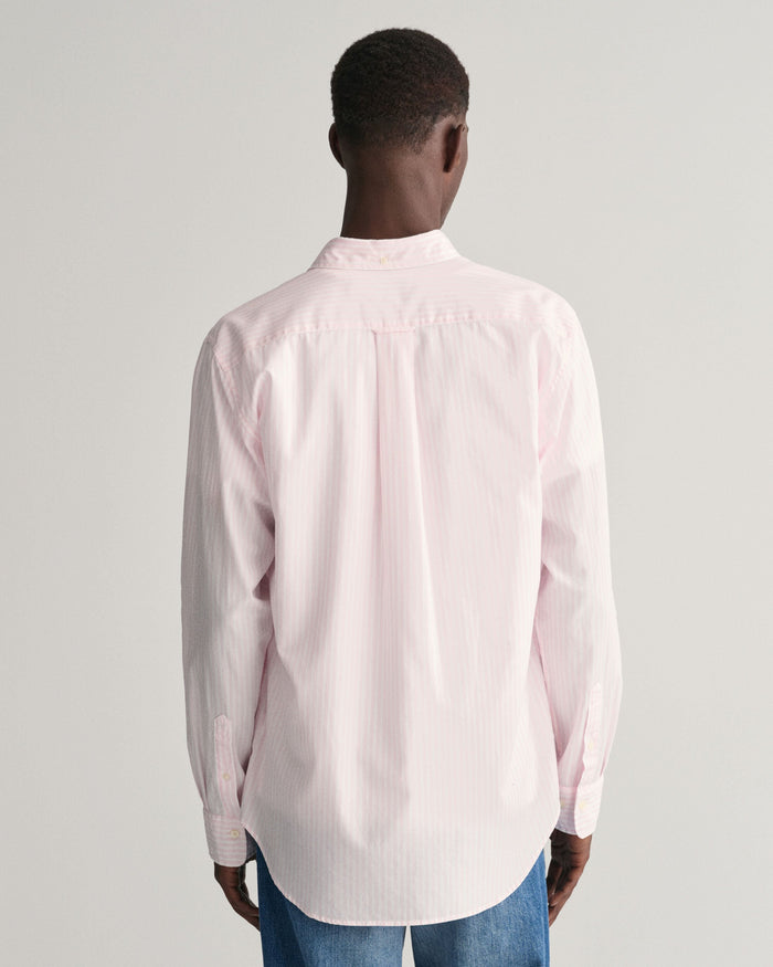 Regular Fit Striped Poplin Shirt in Pink