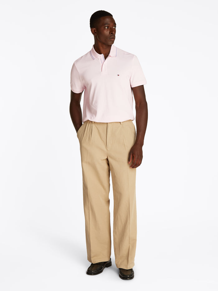 Regular Fit Tipped Collar Polo in Pink