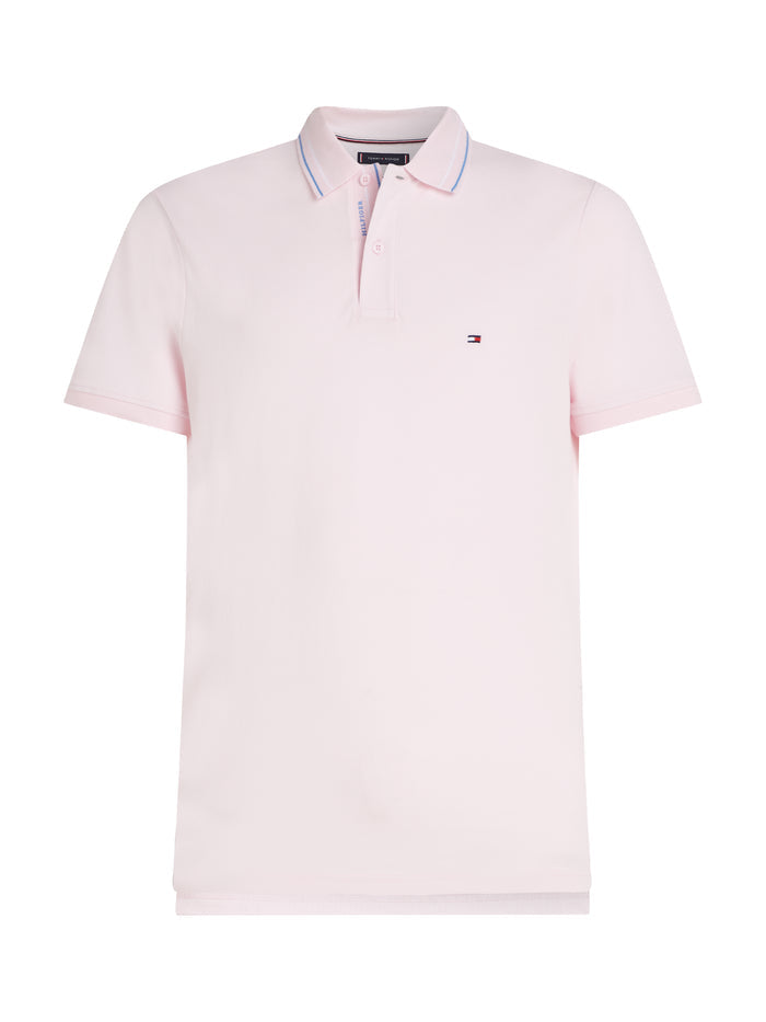Regular Fit Tipped Collar Polo in Pink