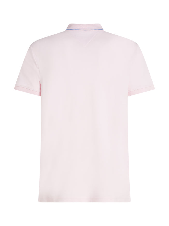 Regular Fit Tipped Collar Polo in Pink