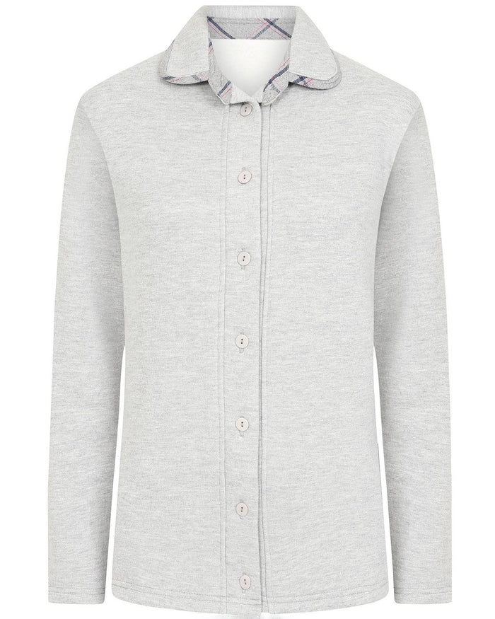 Rhodes Ladies Trimmed Fleece Ladies Leisure Cardigan - Silver - Image 2 - The Classic Boutique