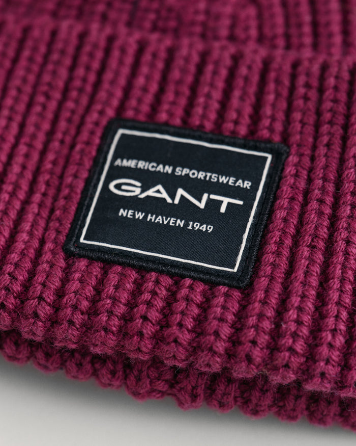 Ribbed Cotton Beanie in Wine