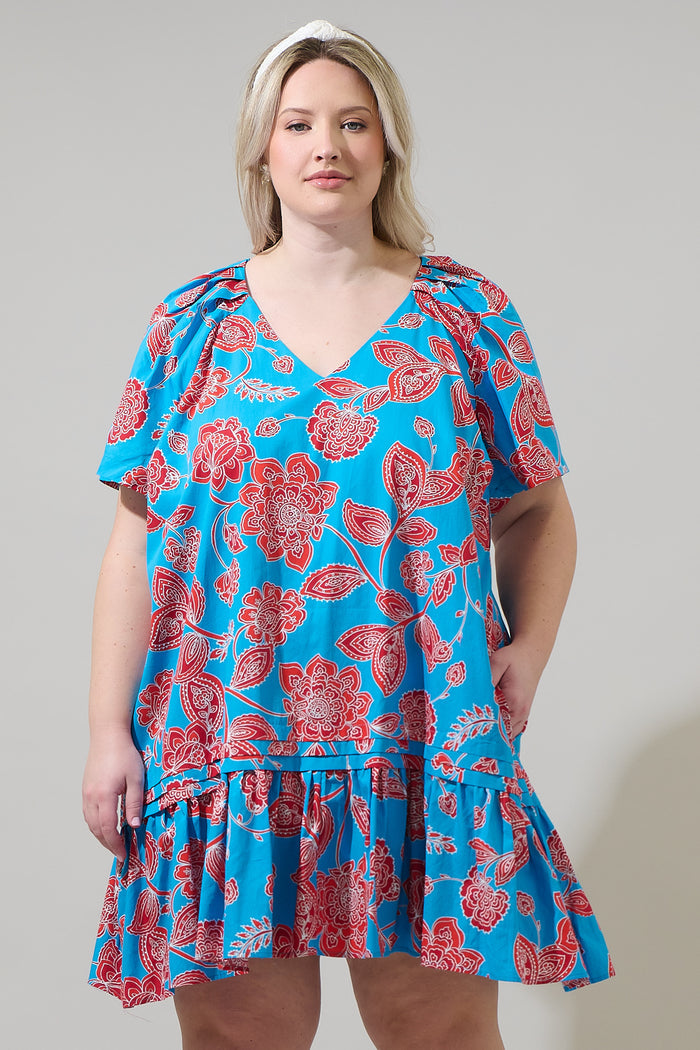 Ripon Floral Seruma Drop Waist Shift Dress Curve