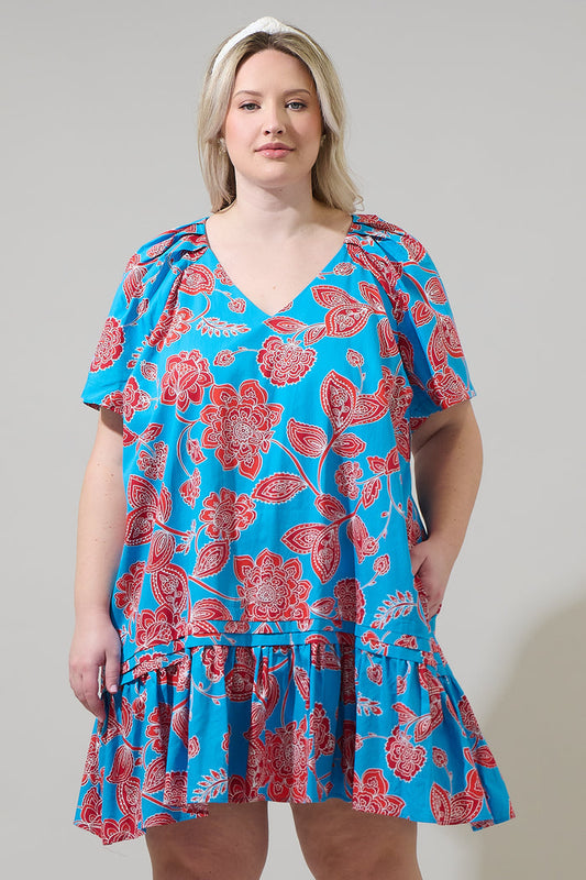 Ripon Floral Seruma Drop Waist Shift Dress Curve