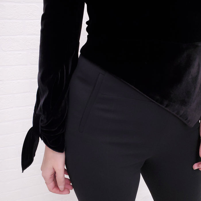 ROLAND MOURET BLACK JUMPSUIT WITH VELVET - SIZE 6