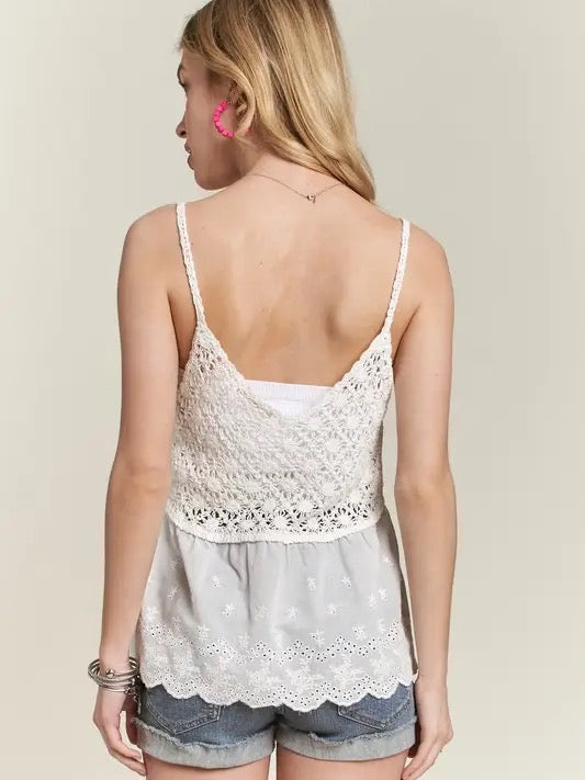 Rosalie V-Neck Tank Top in Ivory