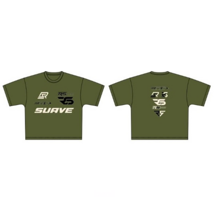 RSUAVE Motorsport T-Shirt in olive color, casual unisex tee with printed Motorsport logo, comfortable cotton fabric.