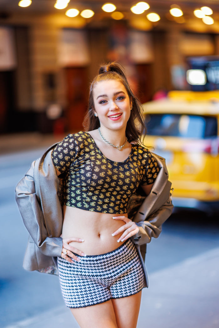 Ruchi's Handmade Crochet Houndstooth Stitch Black & White Shorts
