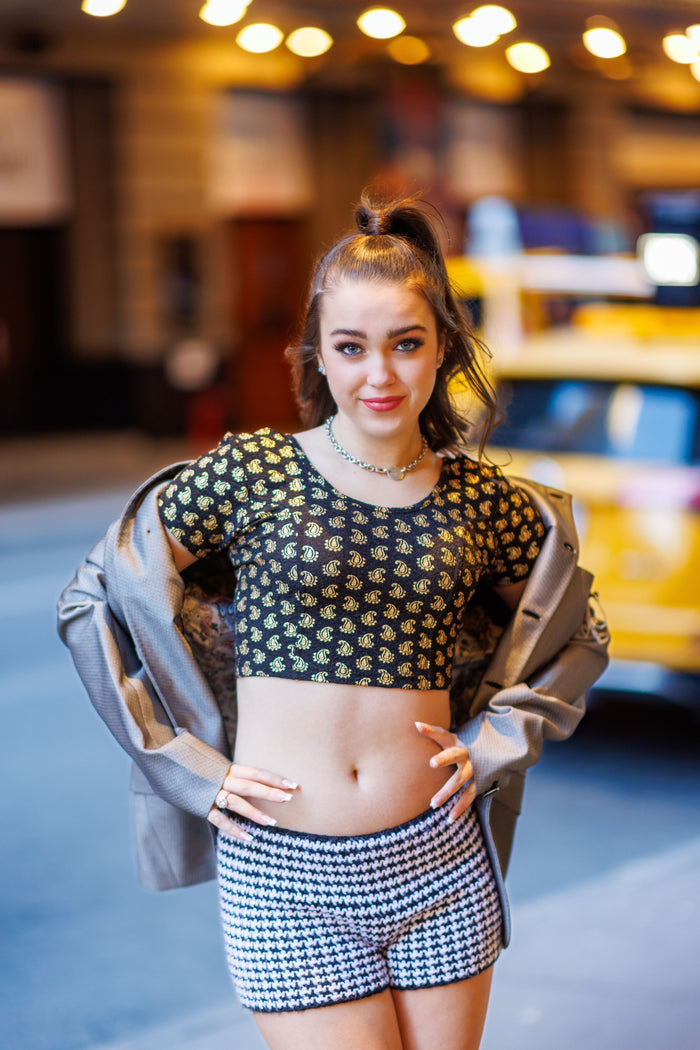 Ruchi's Handmade Crochet Houndstooth Stitch Black & White Shorts