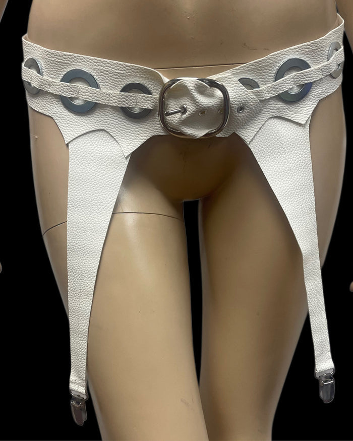 Runway Model Faux Leather Garter Belt