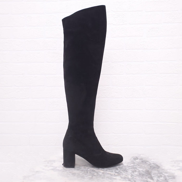 SAINT LAURENT BLACK KNEE BOOTS - SIZE 38.5