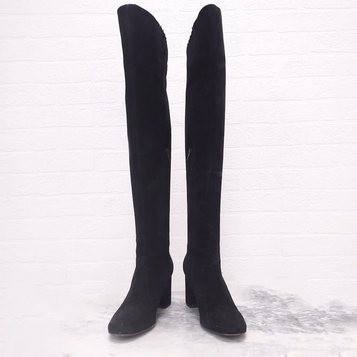 SAINT LAURENT BLACK KNEE BOOTS - SIZE 38.5