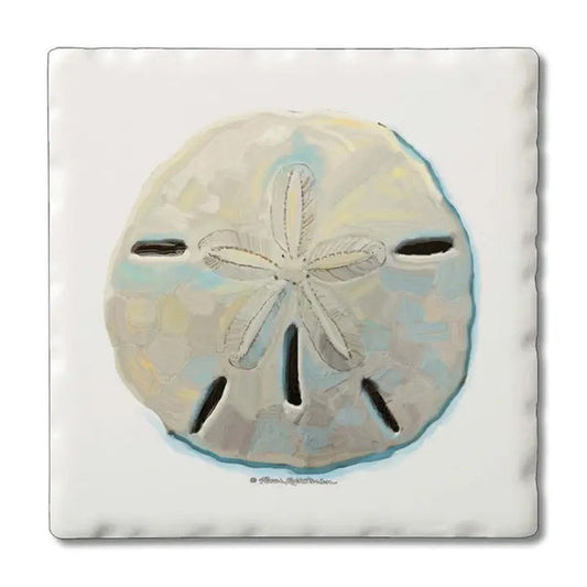 Sand Dollar Watercolor Tile Coaster