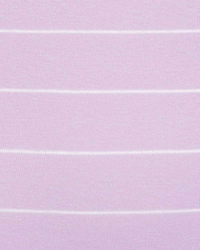 Sarah Striped Long Sleeve Cotton Polo Top - Lilac - Image 5 - The Classic Boutique