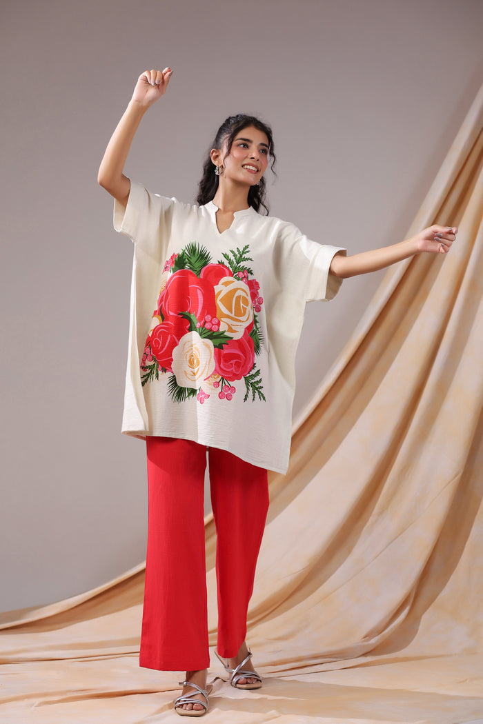 Scarlet Bloom Printed Cotton Flex Co-ord Set