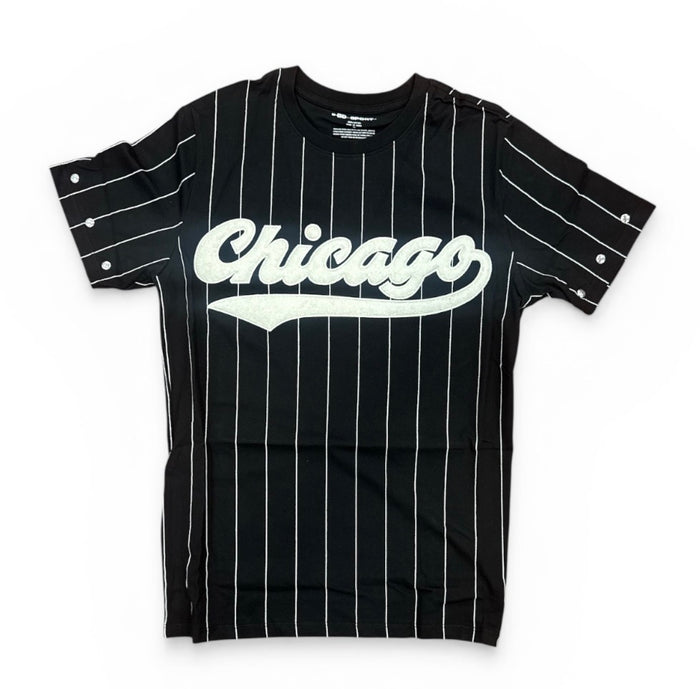 Black SD SPORT Chicago short sleeve T-shirt with graphic design, casual fit, and comfortable fabric.