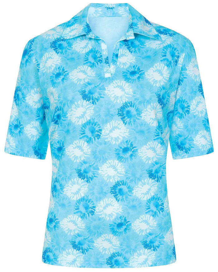 Seraphina Patterned Cotton Short Sleeved Polo Top - Image 2 - The Classic Boutique