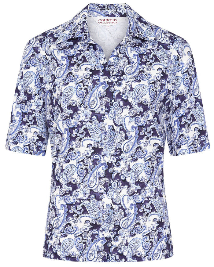 Sherrie Patterned Cotton Short Sleeved Polo Top - Image 2 - The Classic Boutique