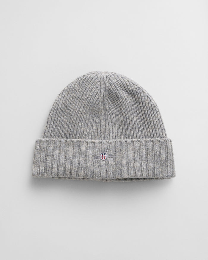 Shield Wool Beanie in Grey