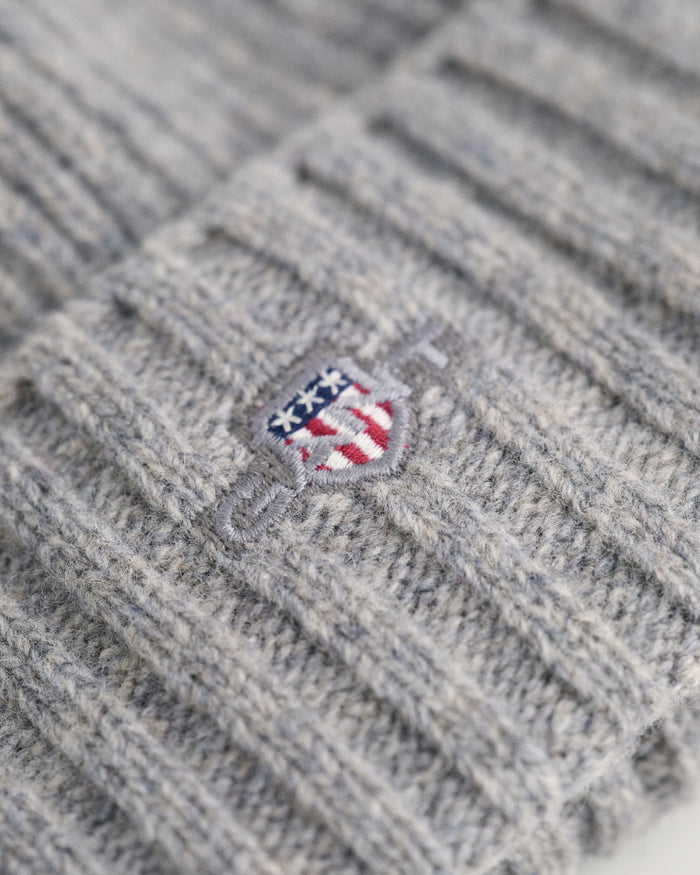 Shield Wool Beanie in Grey