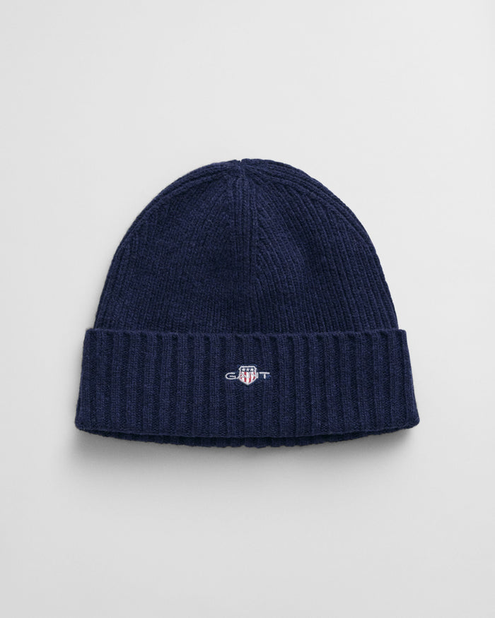Shield Wool Beanie in Marine
