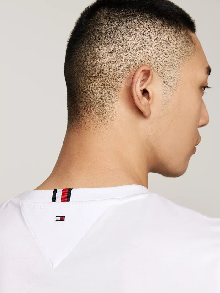 Signature Tipped Cuff Slim Tee in White