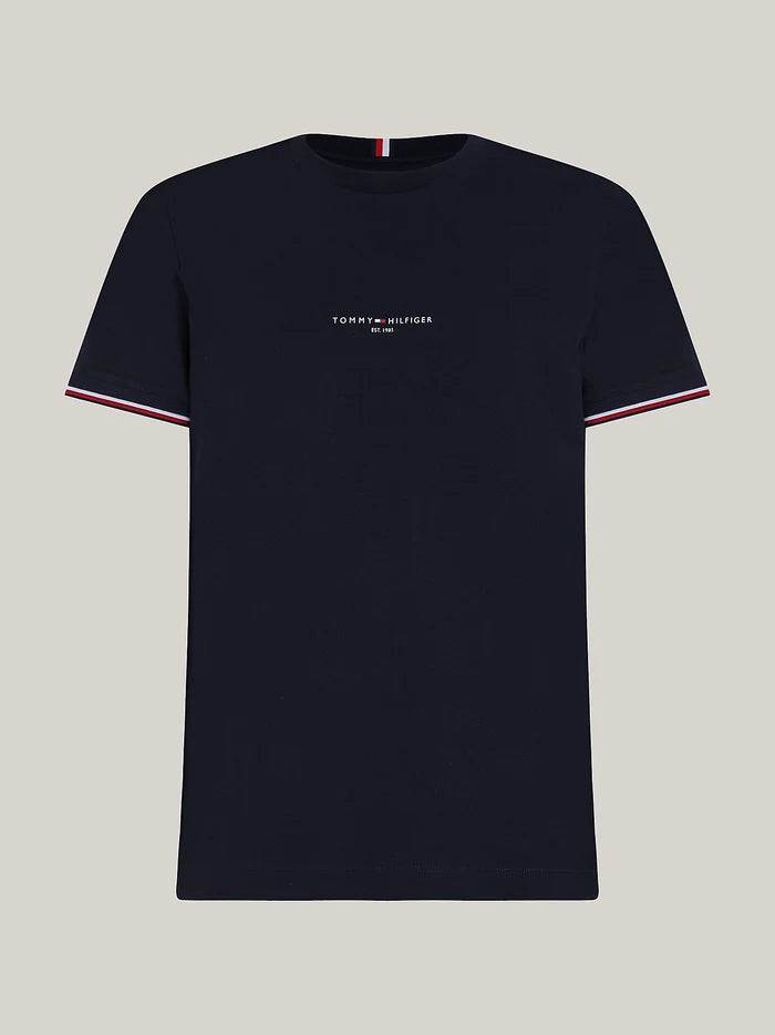 Signature Tipped Cuff Tee in Navy