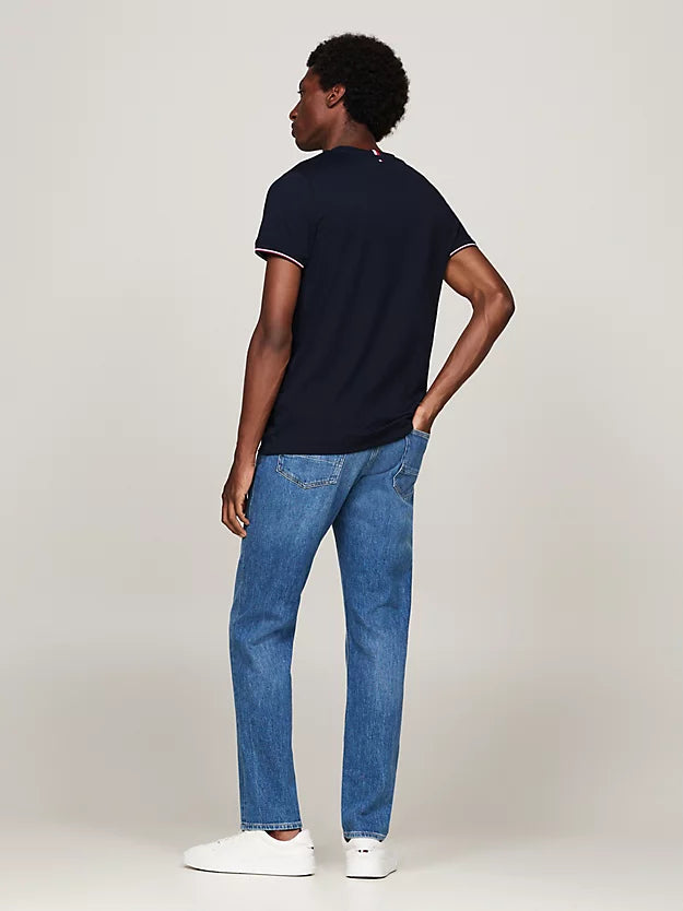 Signature Tipped Cuff Tee in Navy