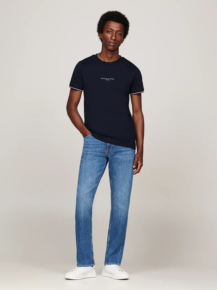 Signature Tipped Cuff Tee in Navy