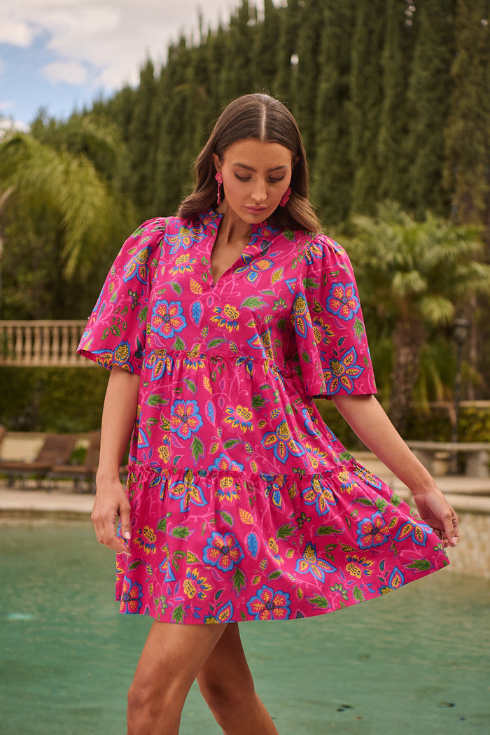 Signy Floral Dixie Split Neck Shift Dress