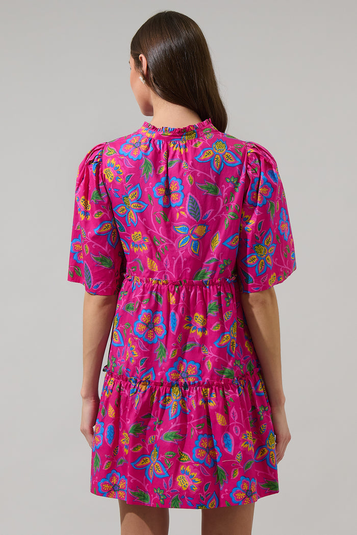 Signy Floral Dixie Split Neck Shift Dress