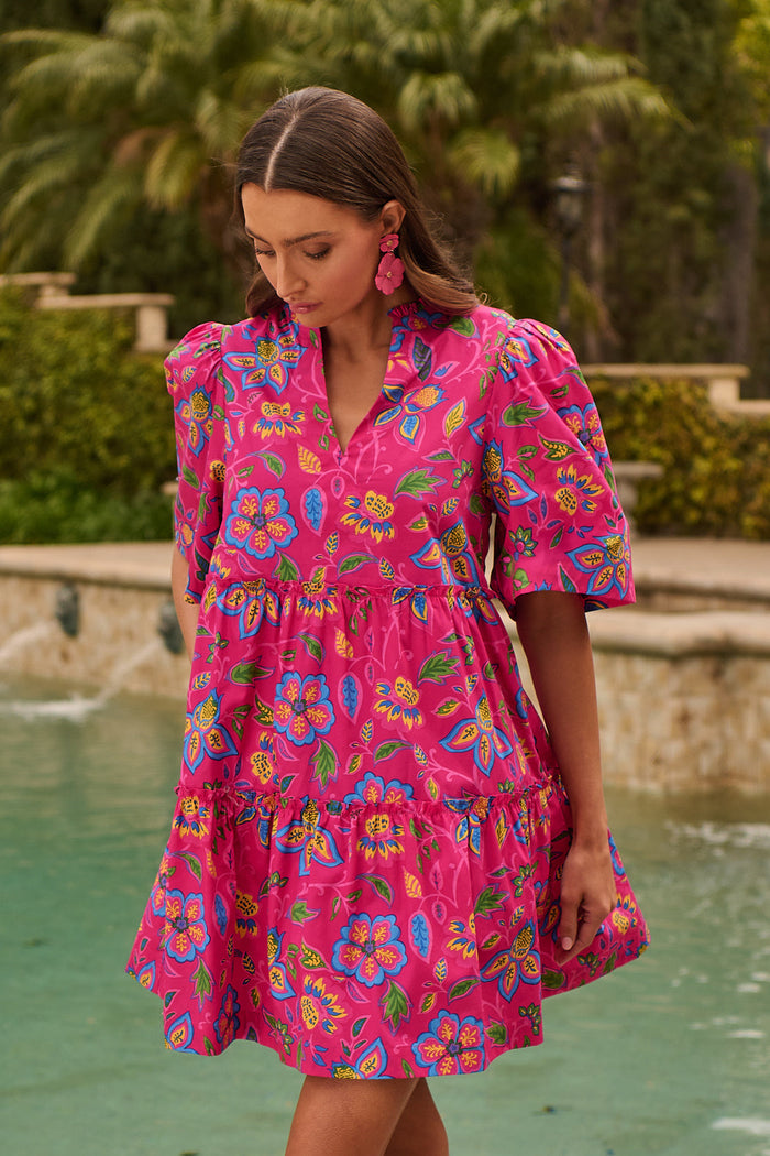 Signy Floral Dixie Split Neck Shift Dress