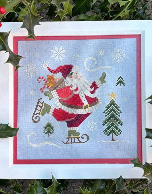 Skating Santa Cross Stitch Kit, Love Poppet