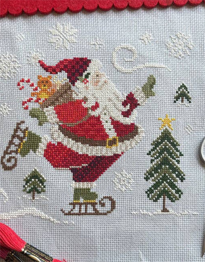 Skating Santa Cross Stitch Kit, Love Poppet