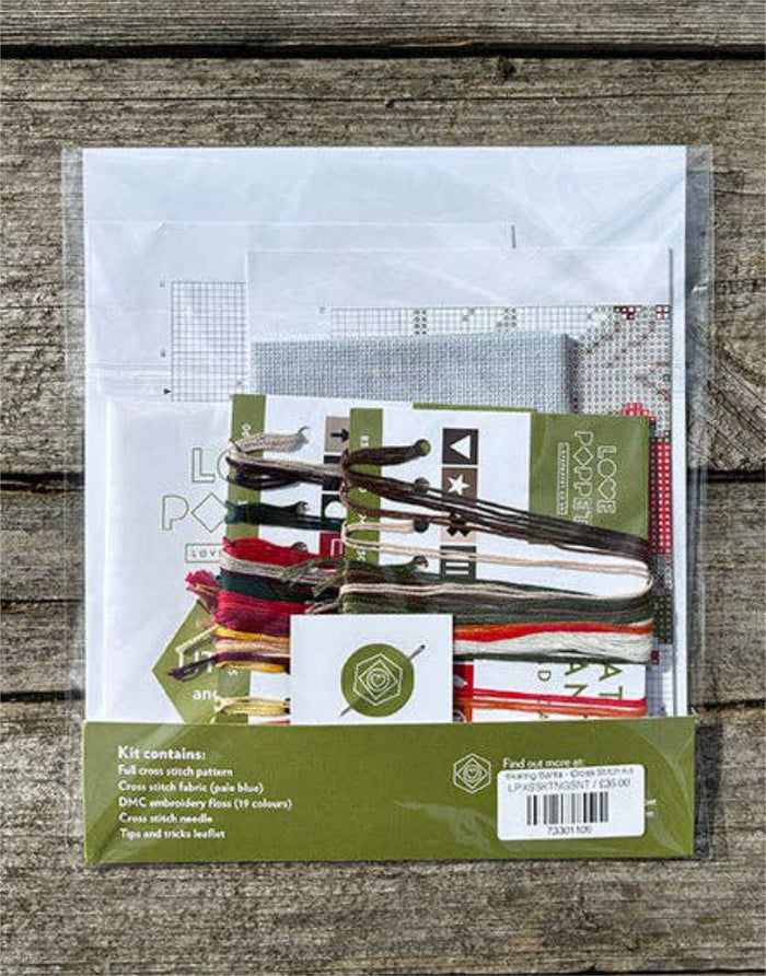 Skating Santa Cross Stitch Kit, Love Poppet