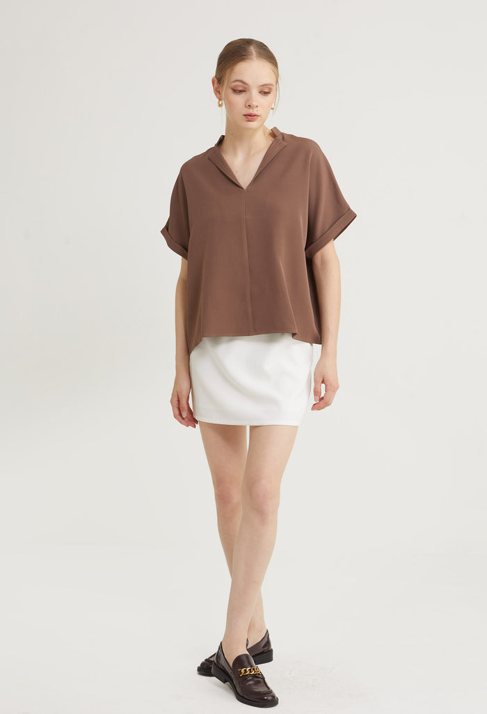 Sleek Comfort Folded Short Sleeves Top