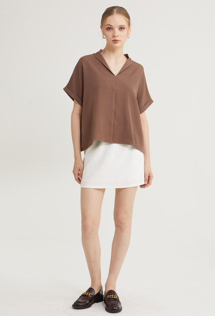 Sleek Comfort Folded Short Sleeves Top
