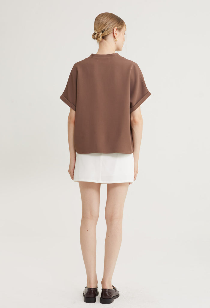 Sleek Comfort Folded Short Sleeves Top