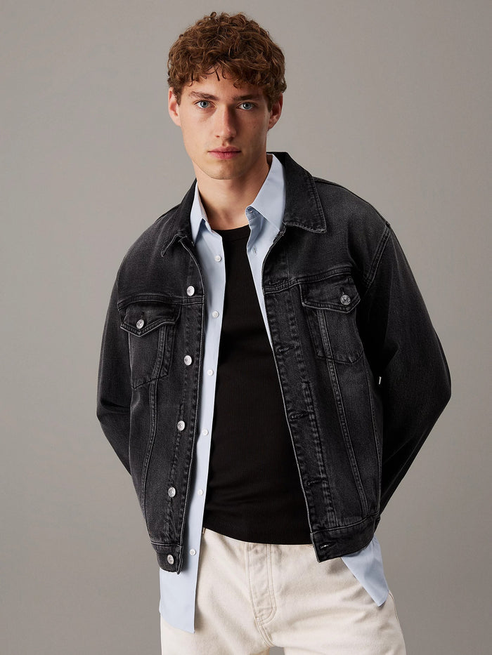 Slim Denim Jacket in Black