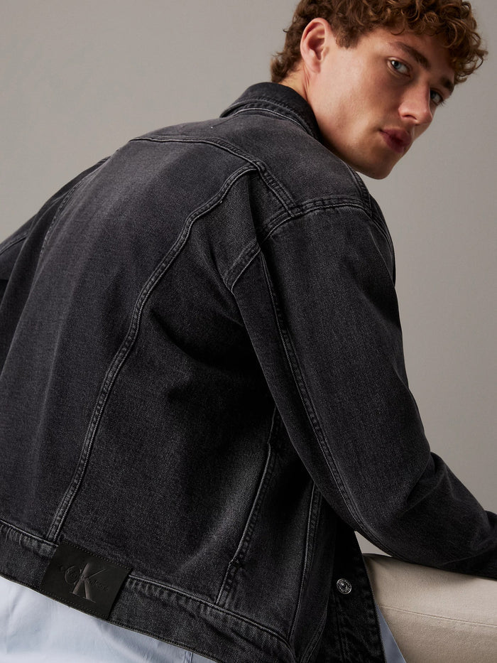 Slim Denim Jacket in Black