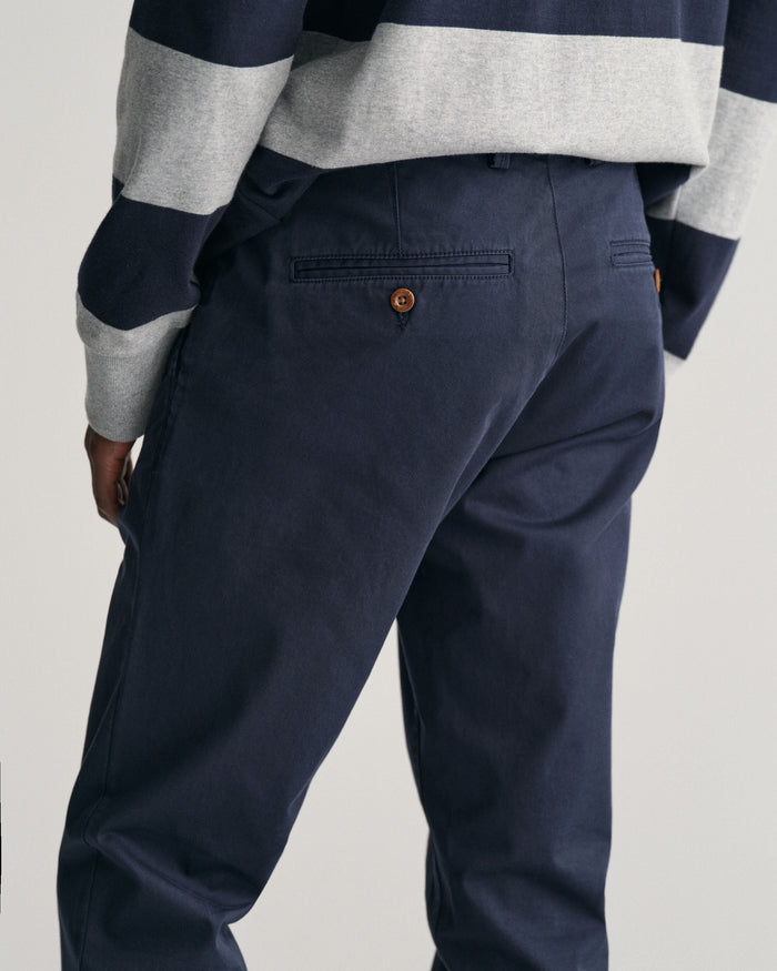 Slim Fit Twill Chinos in Marine
