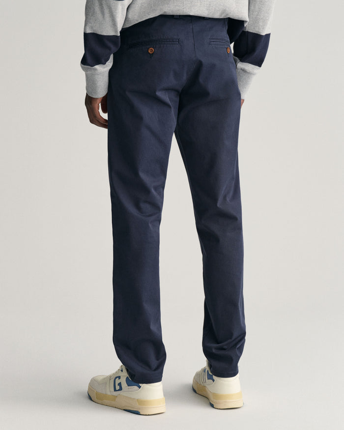 Slim Fit Twill Chinos in Marine