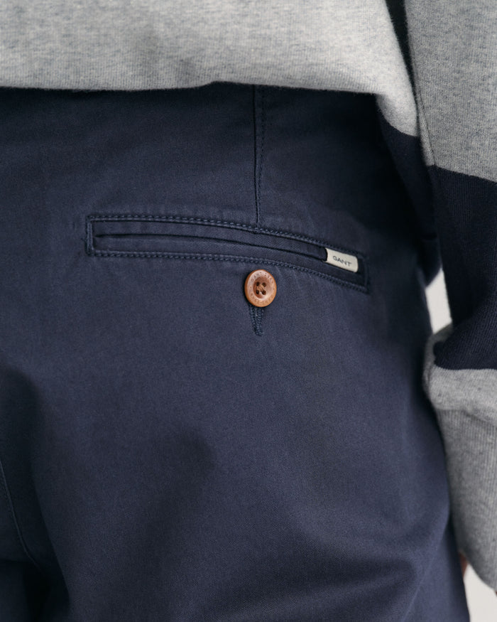 Slim Fit Twill Chinos in Marine