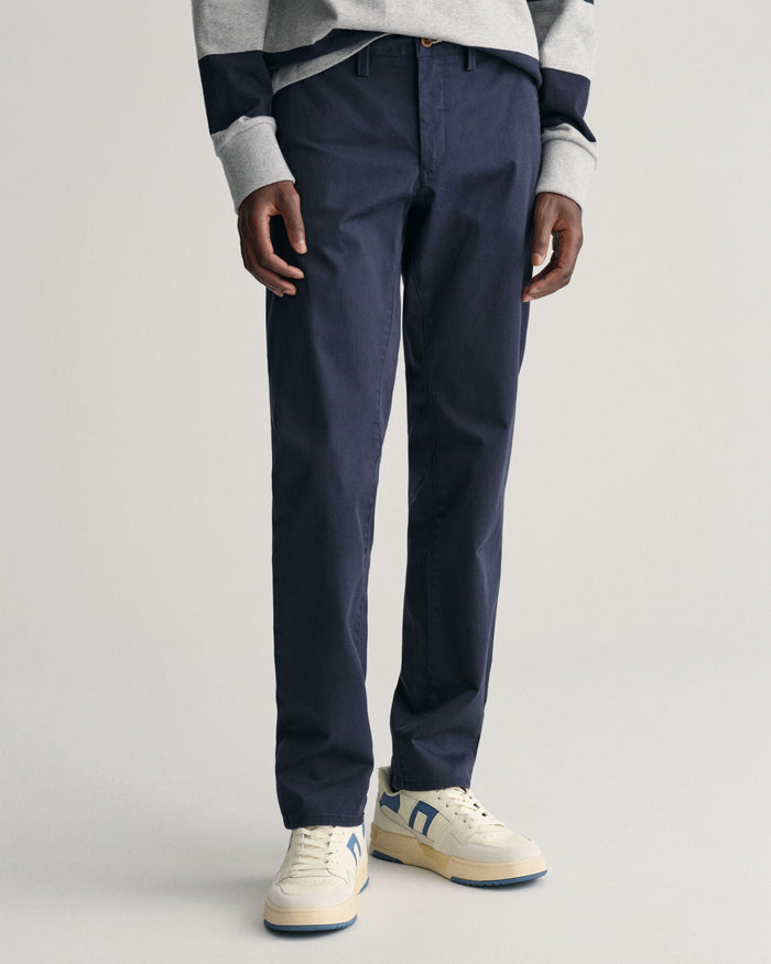 Slim Fit Twill Chinos in Marine