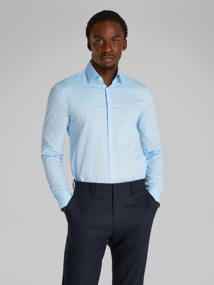 Slim Poplin Dress Shirt in Blue